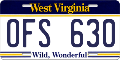 WV license plate OFS630