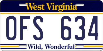 WV license plate OFS634