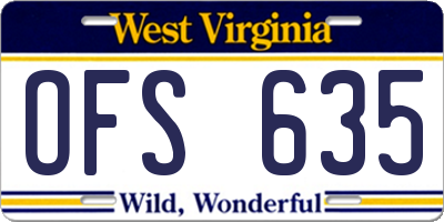 WV license plate OFS635