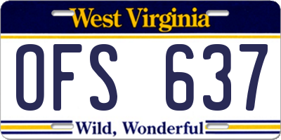 WV license plate OFS637