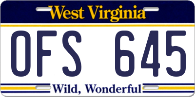 WV license plate OFS645