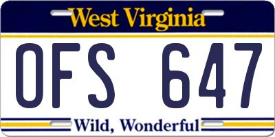 WV license plate OFS647