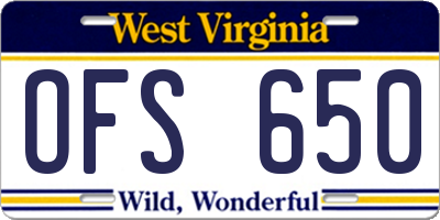 WV license plate OFS650