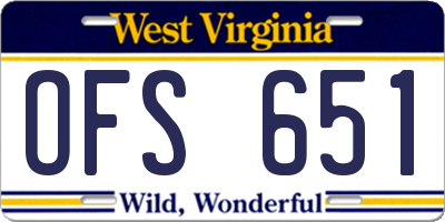 WV license plate OFS651
