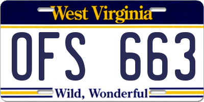 WV license plate OFS663