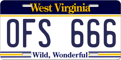 WV license plate OFS666