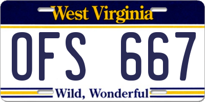WV license plate OFS667