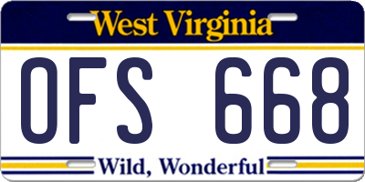 WV license plate OFS668