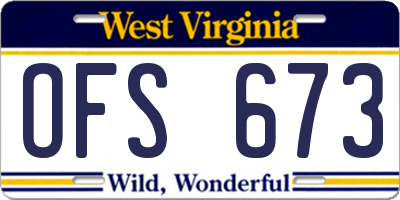 WV license plate OFS673