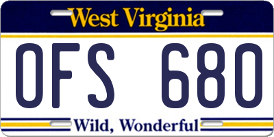 WV license plate OFS680