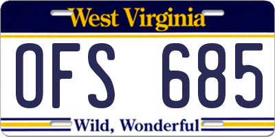 WV license plate OFS685