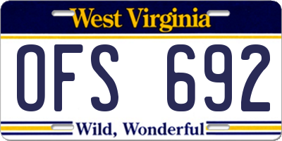 WV license plate OFS692
