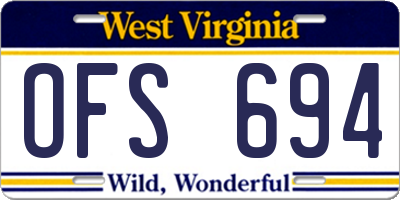 WV license plate OFS694