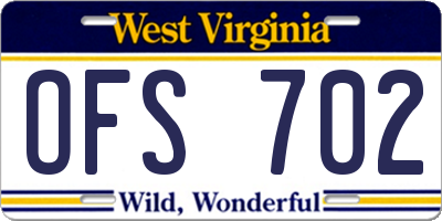 WV license plate OFS702