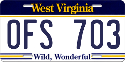 WV license plate OFS703