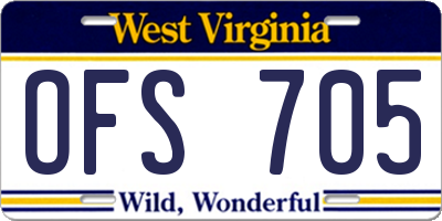 WV license plate OFS705