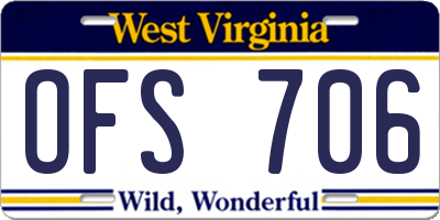 WV license plate OFS706