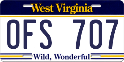 WV license plate OFS707