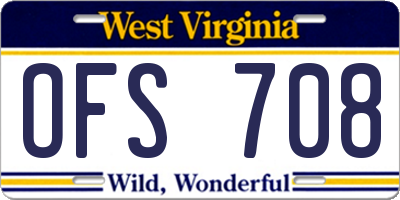 WV license plate OFS708