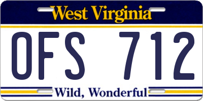 WV license plate OFS712