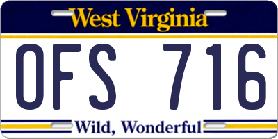 WV license plate OFS716