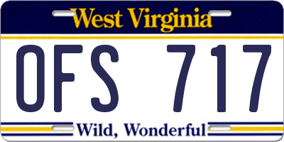 WV license plate OFS717