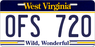 WV license plate OFS720