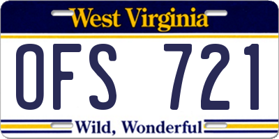 WV license plate OFS721