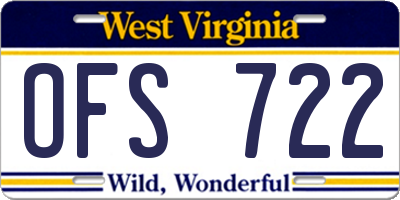 WV license plate OFS722