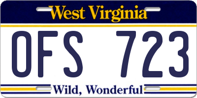 WV license plate OFS723