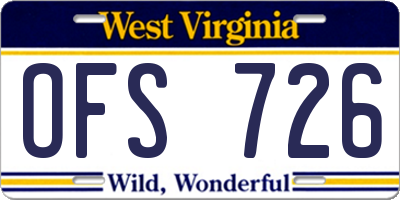 WV license plate OFS726