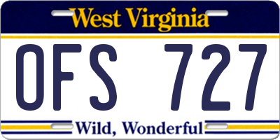 WV license plate OFS727
