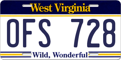 WV license plate OFS728