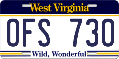 WV license plate OFS730