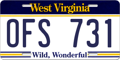 WV license plate OFS731