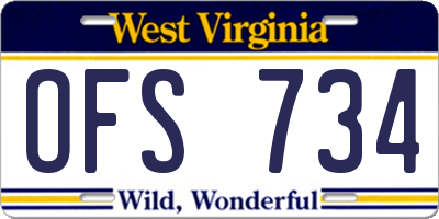 WV license plate OFS734