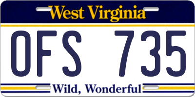 WV license plate OFS735