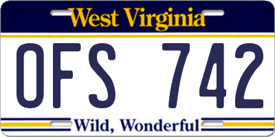 WV license plate OFS742