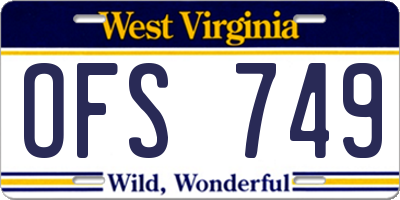 WV license plate OFS749