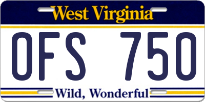 WV license plate OFS750