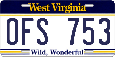 WV license plate OFS753