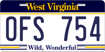WV license plate OFS754