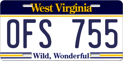 WV license plate OFS755