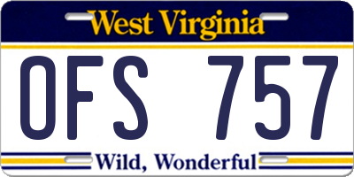 WV license plate OFS757