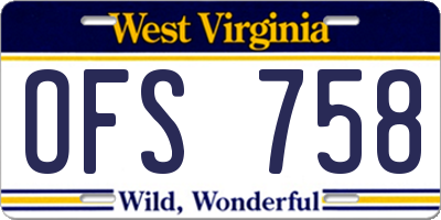 WV license plate OFS758