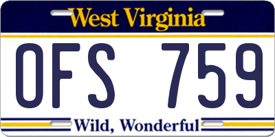 WV license plate OFS759