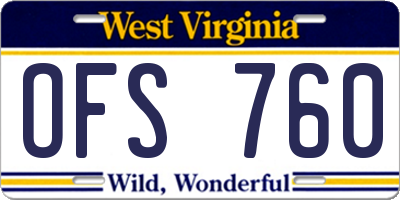 WV license plate OFS760