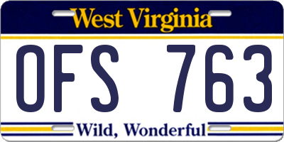 WV license plate OFS763