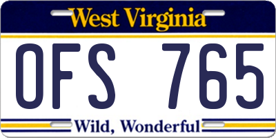WV license plate OFS765