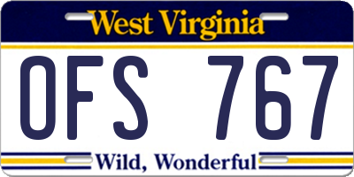 WV license plate OFS767